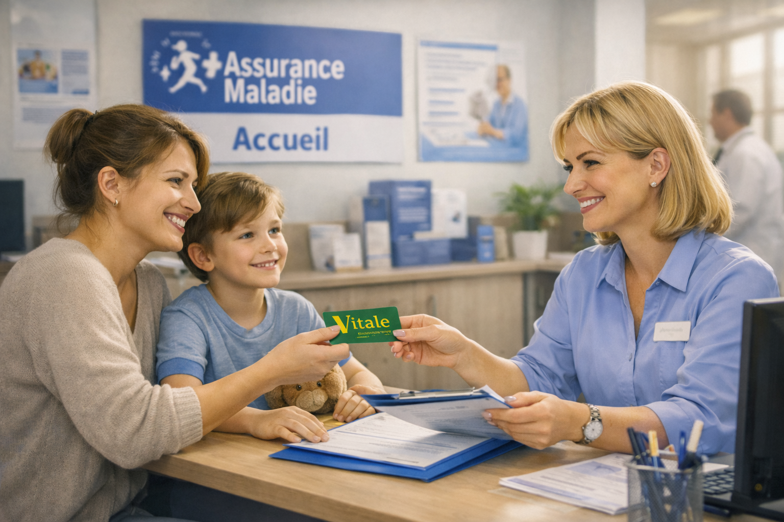 Assuré reçu au guichet de l'Assurance Maladie à Nice